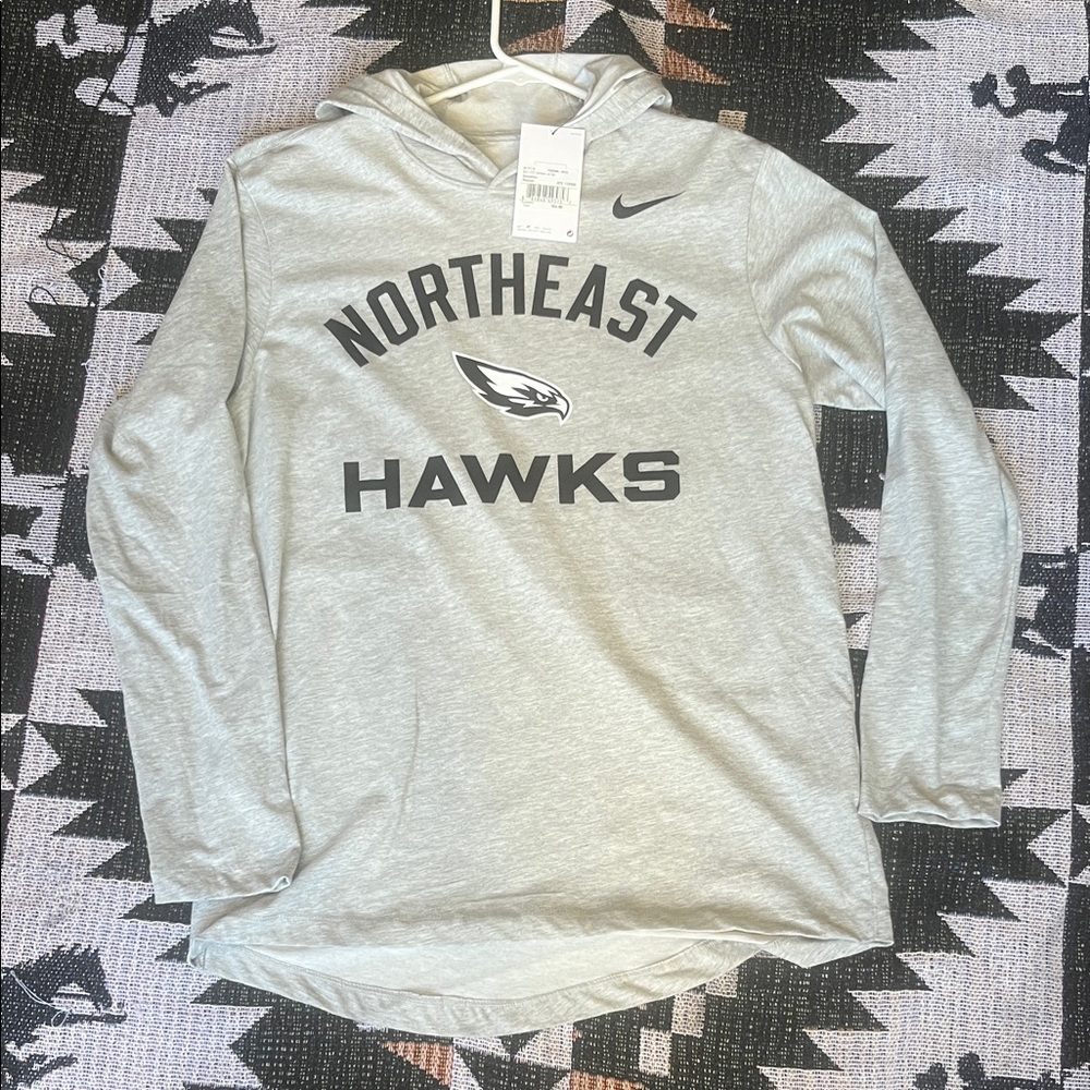 Nike Dri-Fit Grey 'Northeast Hawks' Hooded Long Sleeve Top